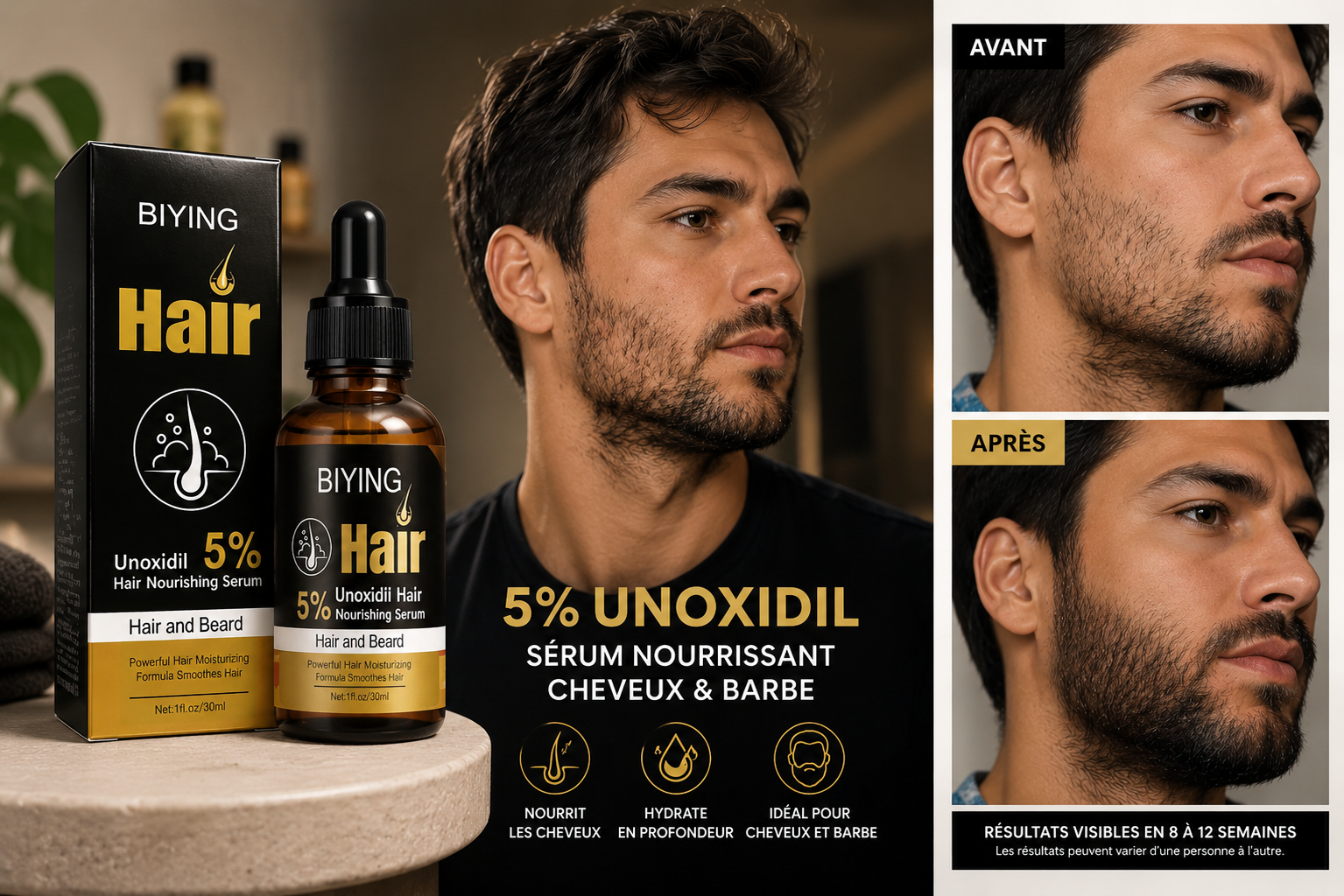 Biying — Sérum Cheveux & Barbe 5% Unoxidil